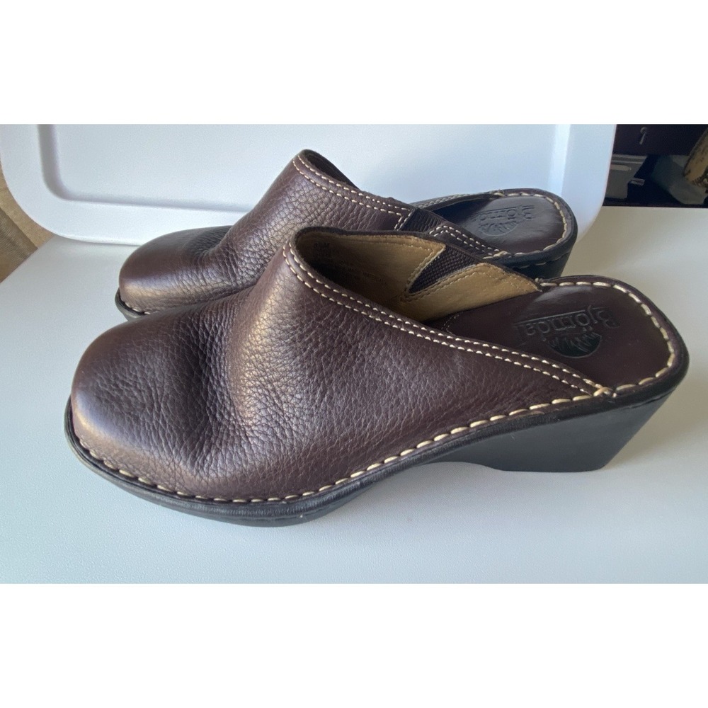 Bjorndal Shoes Clogs Mules Women's 8.5 Brown Leather Comfort Workwear Casual